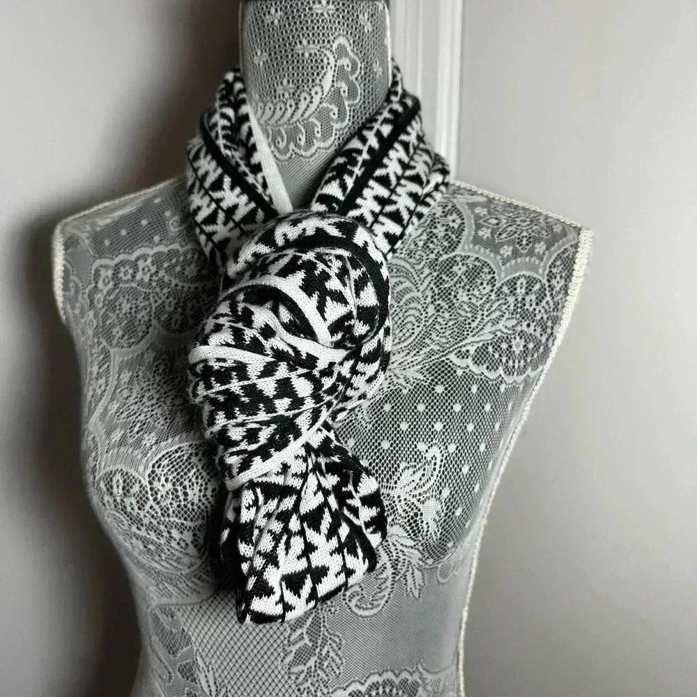 Michael Kors MK Logo Black/White Reversible Signature Scarf All Over Pattern.